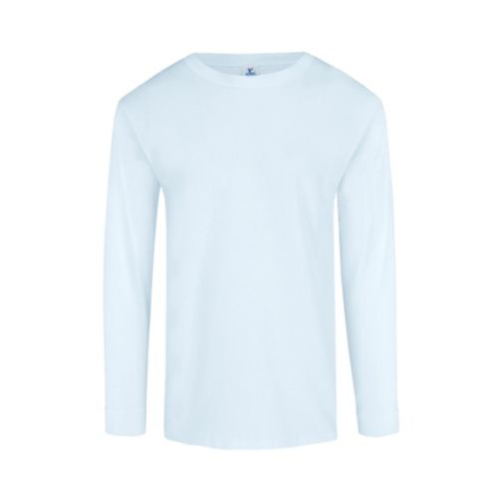 PLAYERA PESO COMPLETO CUELLO REDONDO MANGA LARGA PARA CABALLERO BLANCO EEG imagen